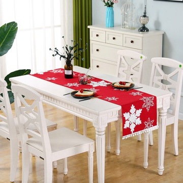 РОЖДЕСТВЕНСКИЙ СТОЛ СТОТ СКАТЕРТЬ 38x176см ЛЬНЯНАЯ ВЫШИВКА