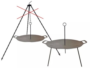 PATELNIA PŁYTA WOK RUSZT GRILL NA OGNISKO 2w1 GRUBA BLACHA 48,5 cm