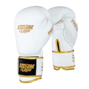 Боксерские перчатки StormCloud Boxing Pro, белые/золотые, 12 унций