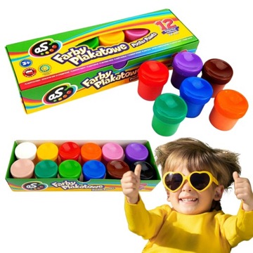 Farby PLAKATOWE 12 Kolorów Farbki 20 ml ASTRA