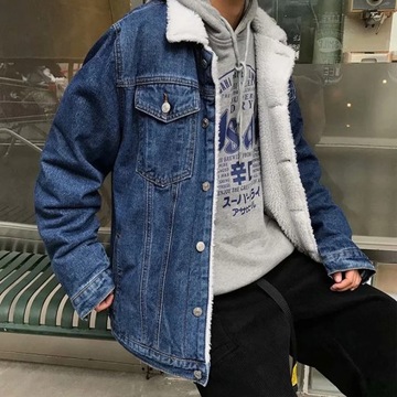 Large Size Winter Plus Velvet Denim Jacket Men's T