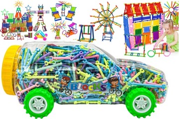 Patyczki Słomki Konstrukcyjne Klocki 1000 szt Auto