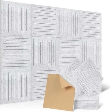 PANELE AKUSTYCZNE NACINANE 12 SZT SZARE 30X30X0,9 PREMIUM