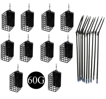 ZESTAW 10x KOSZYK ZANĘTOWY 60g + 10 RUREK GRUNT