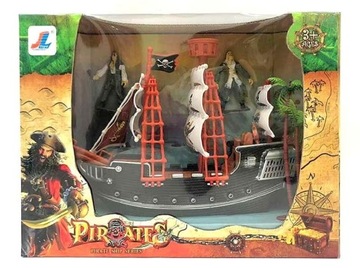 ПИРАТСКИЙ КОРАБЛЬ ПИРАТЫ ПИРАТСКАЯ ЛОДКА + ФИГУРКИ