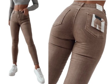 Klasyczne jeansy damskie spodnie SKINNY rurki modelujące PUSH UP XS/34