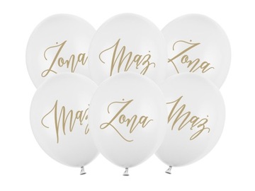 Balony MĄŻ ŻONA zestaw 6 szt białe