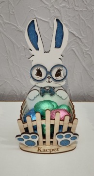 Пасхальный кролик зайка для сладостей розовый синий блестящий имя ребенка