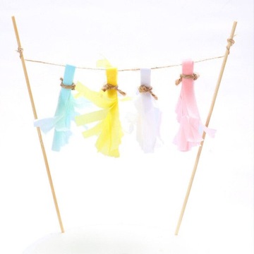 Frędzle 1 szt Rainbow Balloon Cake Topper ślub uro