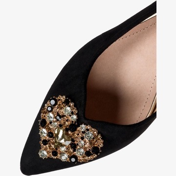 БАЛЕТКИ ЖЕНСКИЕ С ДЕКОРАТИВОМ НА НИЗКОМ ДЕКОРАТИВНОМ КАБЛУКЕ, КОЖАНАЯ Стелька размер 36