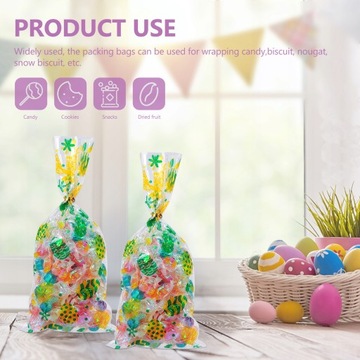 100шт пасхальные целлофановые пакеты, пакеты для печенья