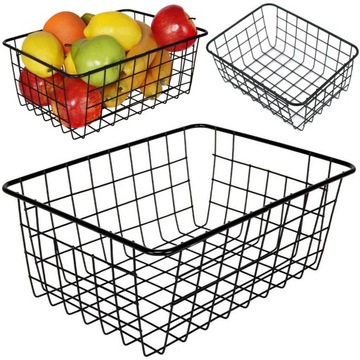 KOSZ KOSZYK ORGANIZER METALOWY DRUCIANY LOFT DO KUCHNI NA OWOCE POJEMNY