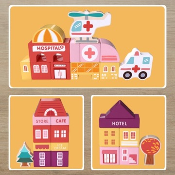 Деревянные блоки Городские автомобили 115 + Развивающие головоломки-конструкторы