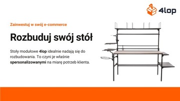 STÓŁ MAGAZYNOWY DO PAKOWANIA PACZEK 4LOP 80X200 CM PÓŁKA NA KARTONY NÓŻ