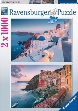 Ravensburger 80714 Puzzle Grecja (Santorini) i Włochy 2x 1000 elementów