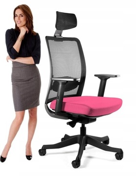 Fotel ANGGUN Różowy Obrotowy Krzesło Ergonomiczny do Biura Siatka 130kg