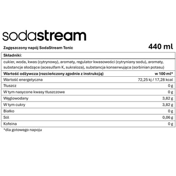 Zestaw 4 Syropów SODASTREAM MIRINDA + PEPSI + 7UP + TONIK Koncentrat 4 szt.