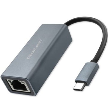 Кабель-адаптер QOLTEC, сетевая карта USB-C к RJ45 Ethernet, 1000 Мбит/с, алюминий