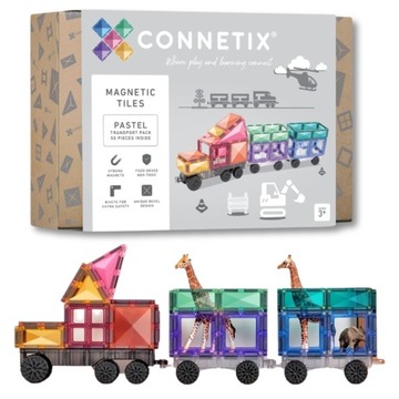 Magnetyczne klocki konstrukcyjne Connetix - Rainbow Transport 50 el.