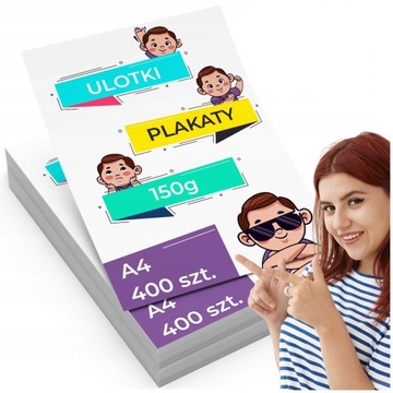 Ulotki A4 PLAKATY A4 150g FULL KOLOR 400 szt.