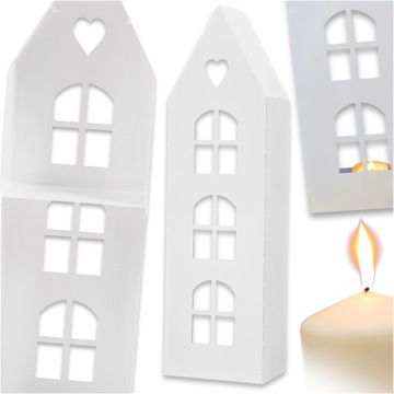 DOMEK LAMPION NA LED SWIECE LATARNIA LOFT BIAŁY OZDOBA DO OGRODU LAMPIONY