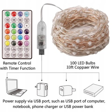 100 СВЕТОДИОДНЫХ РОЖДЕСТВЕНСКИХ ОГНИ RGB С ПРОГРАММАТОРОМ