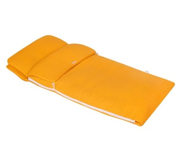 Śpiworek do spania do przedszkola 140 cm muślin żółty musztarda