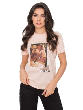 KOSZULKA DAMSKA t-shirt z nadrukiem - L
