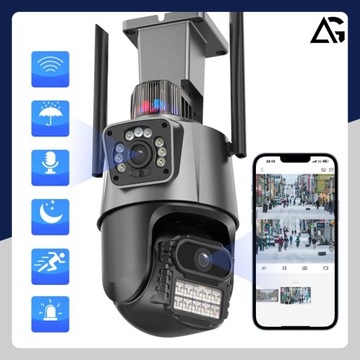 KAMERA ZEWNĘTRZNA WIFI OBROTOWA IP PODWÓJNA APLIKACJA ALARM DETEKCJA 2x4MP