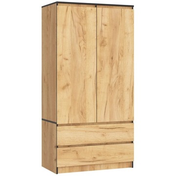 Pojemna szafa 90 cm dąb craft 2 szuflady 4 półki