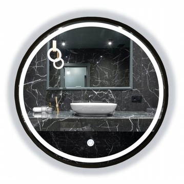 LUSTRO OKRĄGŁE LED CZARNE W RAMIE LOFT Z WŁĄCZNIKIEM DOTYKOWYM 60 CM