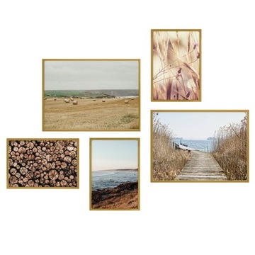ZESTAW PLAKATÓW BEŻ TRZCINA MORZE DUŻY NATURA SEA