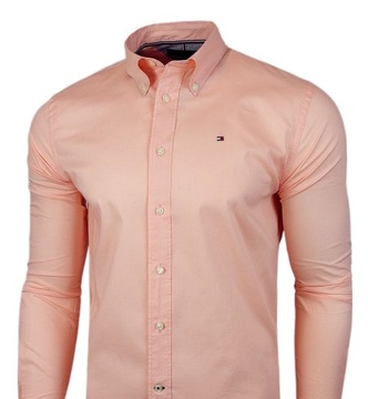 Tommy Hilfiger Koszula męska Brzoskwiniowa REGULAR FIT 100% Bawełna r. M