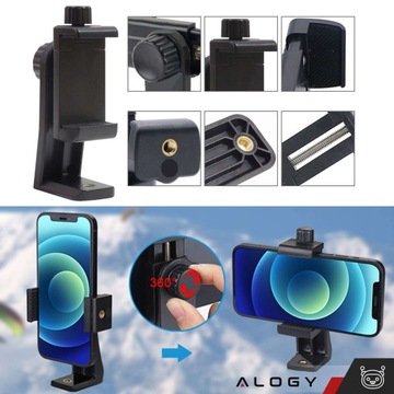 ДЕРЖАТЕЛЬ АДАПТЕРА ДЛЯ ТЕЛЕФОНА ДЛЯ ПАЛКИ ДЛЯ СЕЛФИ, ПОВОРОТНЫЙ НА 360 ГРАДУСОВ 1/4, ЧЕРНЫЙ