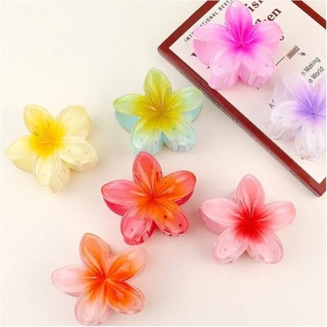 ШАПОЧКА ДЛЯ ВОЛОС XL С БОЛЬШОЙ ПРЯЖКОЙ ЗАЖИМ ЦВЕТОК КРАСНОЕ ОМБРЕ