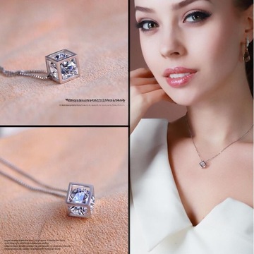 ГЕОМЕТРИЧЕСКИЙ КУБ ПОДВЕСНЫЕ МОДНЫЕ ЖЕНСКИЕ ОЖЕРЕЛЬЕ ЭЛЕГАНТНЫЙ МЕДНЫЙ КВАДРАТ