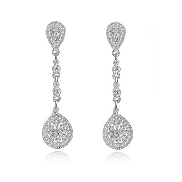 Kolczyki Damskie Kropla Wody Długie Kolczyki Frędzle S925 Sterling Silver