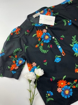 Damska bluzka w kwiaty LOFT bufki USA r.XXS petite