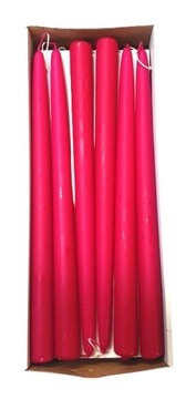ŚWIECE STOŻKI PALOMA - 30 cm FUKSJA MAT - MAGENTA - 12 SZTUK