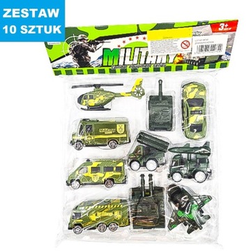 zestaw 10 pojazdów wojskowych na blistrze