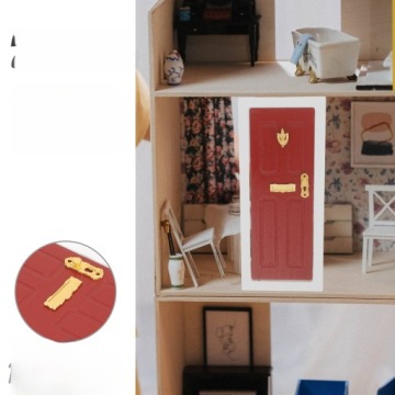 Деревянные мини-двери DIY с деталями из сплава в красном цвете