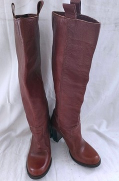 Buty damskie kozaki brązowe WATIO 35 skórzane