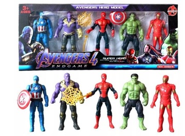 FIGURKI AVENGERS HULK IRON SPIDERMAN THANOS 5 SZT