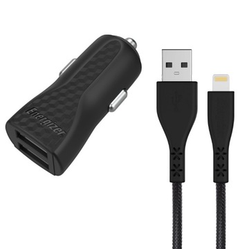 Ładowarka samochodowa 2x USB-A 17W 3.4A + Kabel Lightning certyfikat MFi