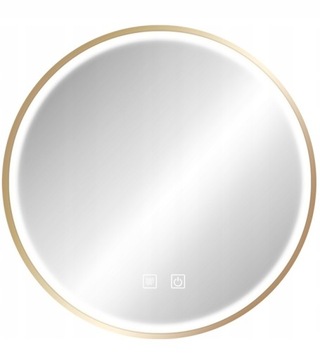 Lustro wiszące MMJ LED 90 złota rama podświetlane okrągłe