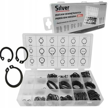 ZESTAW PIERŚCIENIE SEGERA ZEWNĘTRZNE 300SZT 18 ROZMIARÓW ORGANIZER S10538