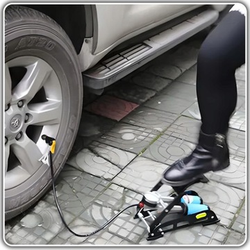 МОЩНЫЙ ДВУХПОРШНЕВОЙ АВТОМОБИЛЬНО-ВЕЛОСИПЕДНЫЙ НОЖНОЙ НАСОС С МАНОМЕТРОМ