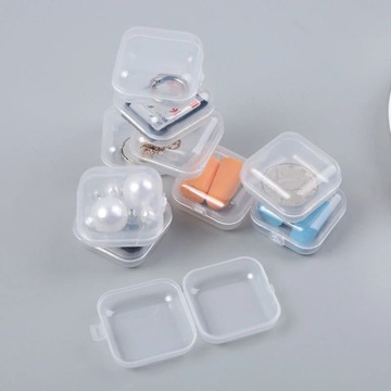 1-50pcs Mini Storage Box Transparent Square Plastic Case for Earring Ring