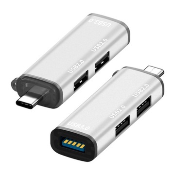 ADS-302C Концентратор 3 в 1 Type-C/USB-C, серебристый