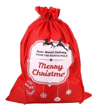 WOREK PREZENTOWY MERRY CHRISTMAS CZERWONY 80X60 cm
